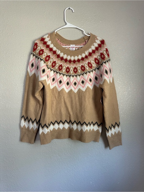 Holiday Time Sweaters - NWT Walmart Holiday Time Tan Multicolored Long Sleeve Sweater Top
